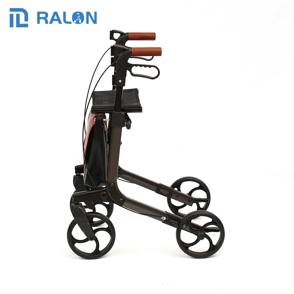 Hot Selling Aluminum Lightweight Wheelchair Adult Elderly Folding Rollator with Seat