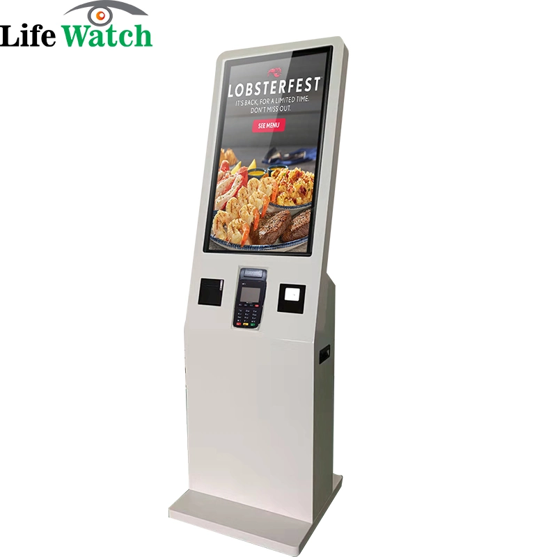 32-Inch Android or Windows Free Stand Self-Service Order Payment Check-out LCD Kiosk Terminal Built-in Camera NFC Module Qr Scanner