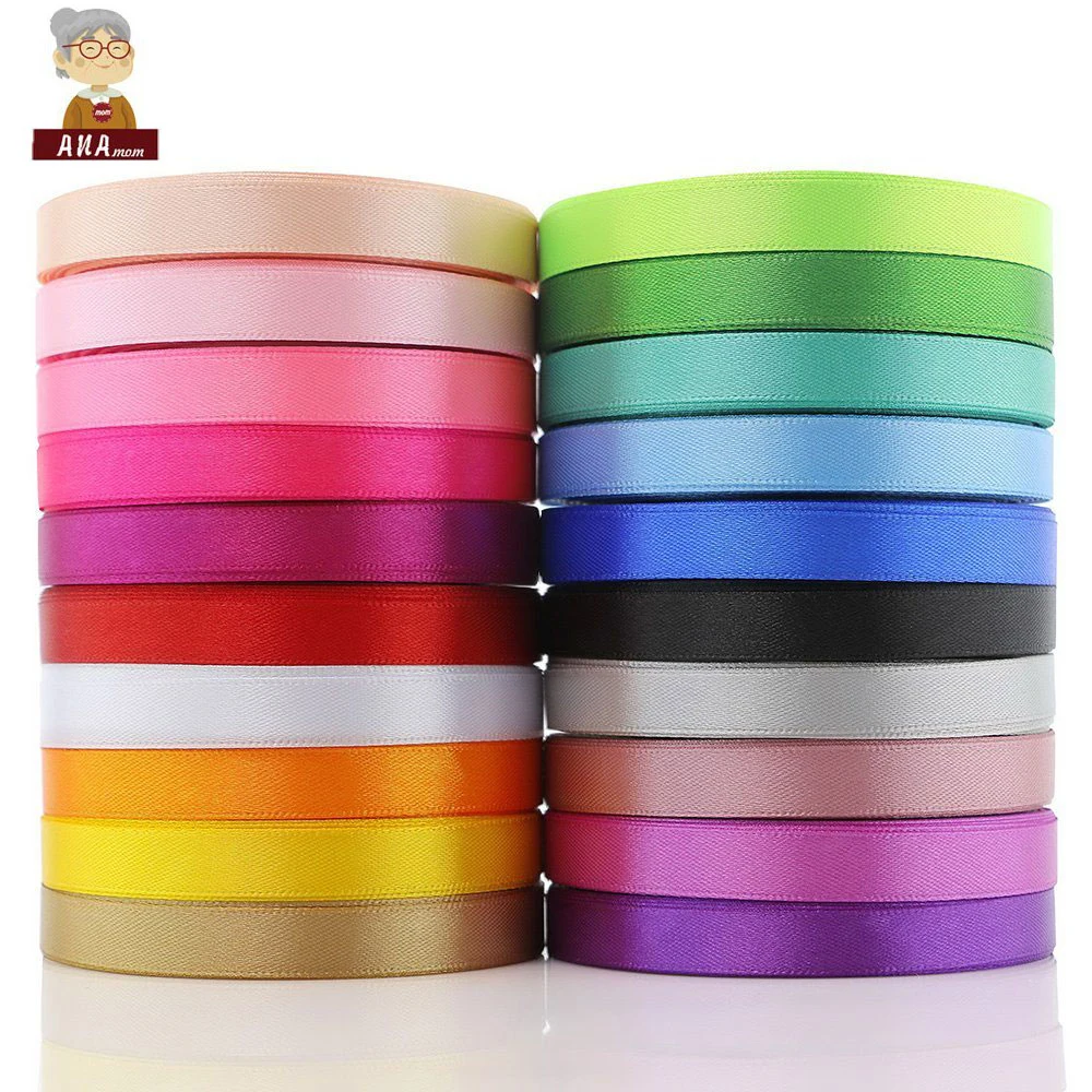 High Quality Ningbo Custom Logo Personalized Blue Red Ivory Double Face Colorful 25yd 50 Yd Polyester Satin Ribbon