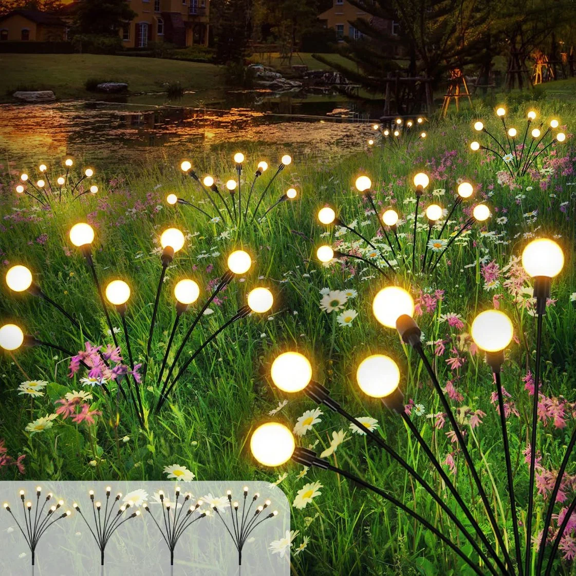 IP65 Waterproof LED Solar Decorative Firefly Garden Path Light for Landscape Garden