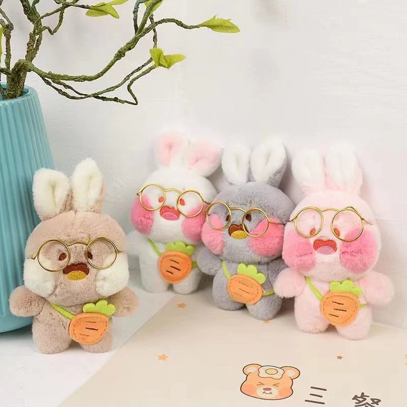Cartoon Plush Culture Rabbit Key Chain Pendant Toot Face Bunny Doll Backpack Accessories Grab Machine Doll Gift