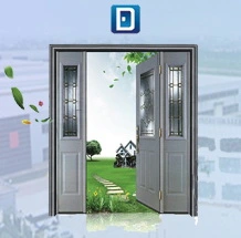 Center Arch Decorative Glass Galvanized Garage Double Steel Entrance Door