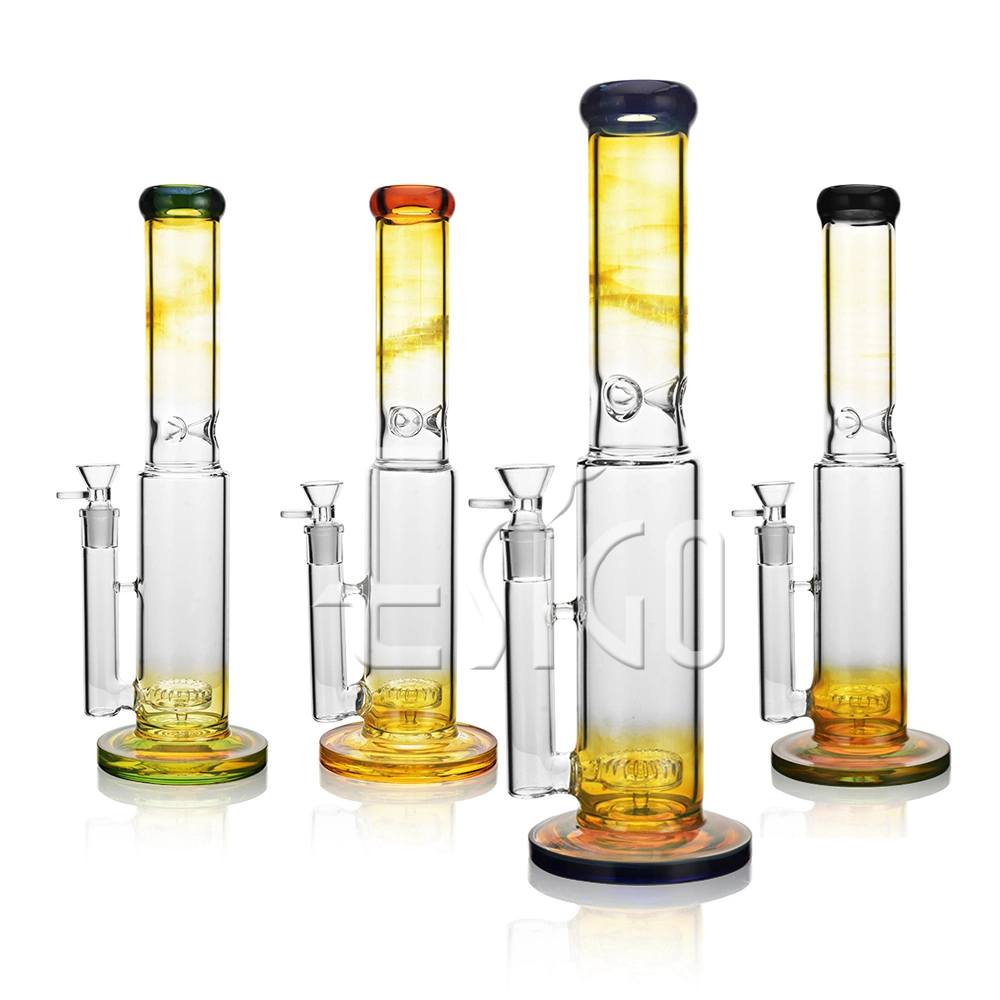 Esigo Stock Clearance Special Offer Glass Water Pipe Hookah Shisha DAB Rig High-End Electroplate Color Straight Tube Wholesale Glass Smoking Pipe