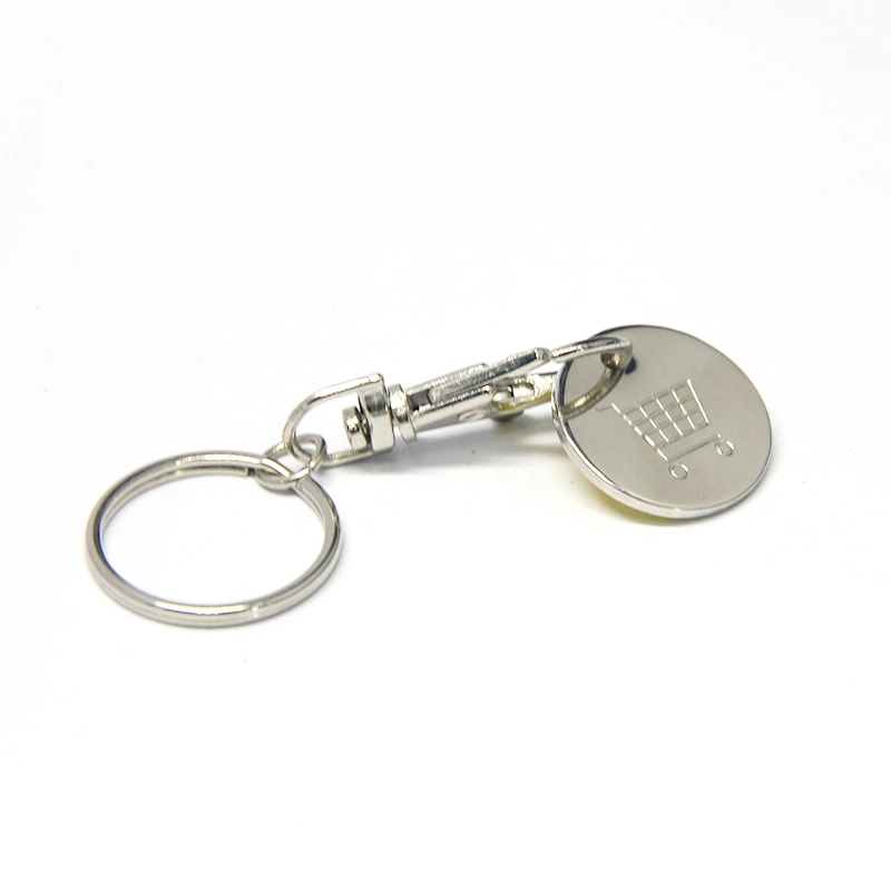 Zinc Alloy Metal Type and Customized Shape Shape Shopping Trolley Coin Keyring