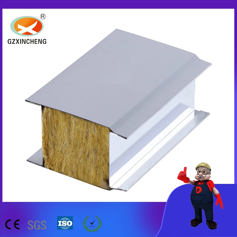 Taller sin polvo aislamiento de temperatura material de construcción Rock Wool Sandwich Panel