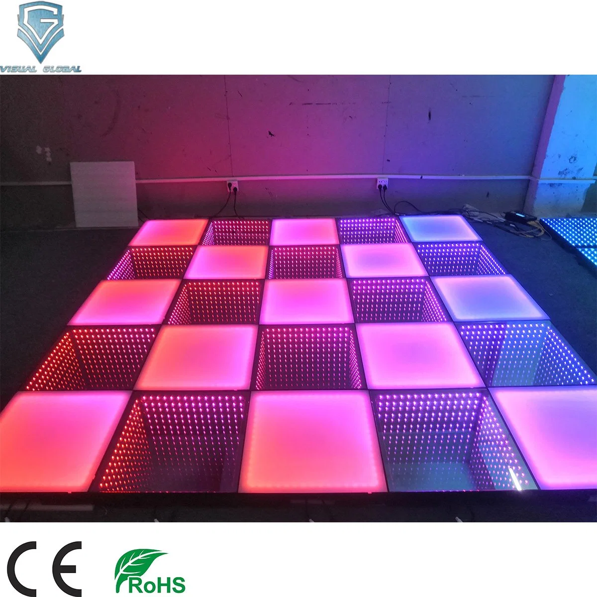 Verdrahtete Indoor Dancing Floor RGB 3in1 LED Infinity 3D Spiegel Tanzbühne Mit Beleuchtung