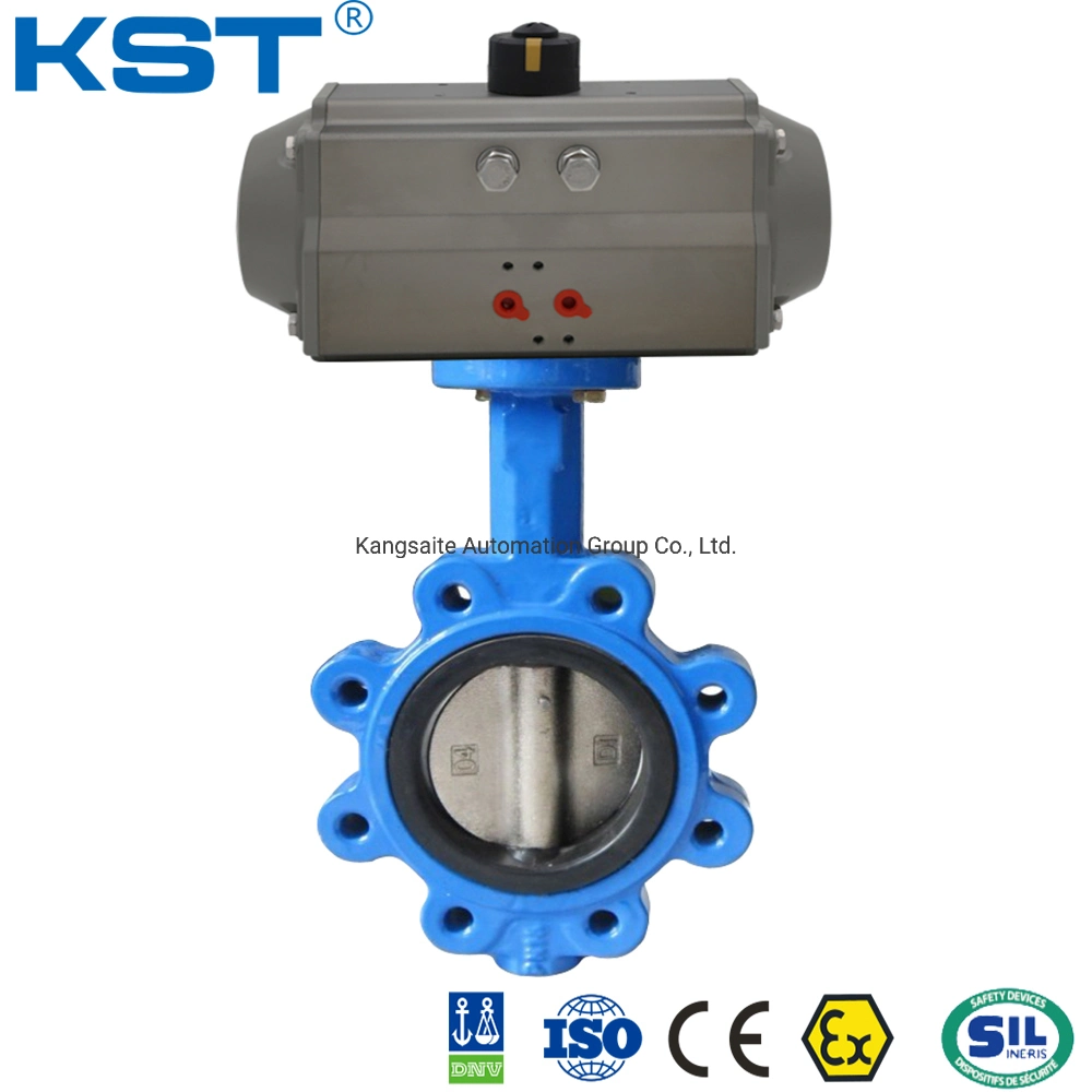 صمامات الفراشة المانعة للتسرب الناعم API 609 مع مشغل يعمل بالهواء المضغوط KST