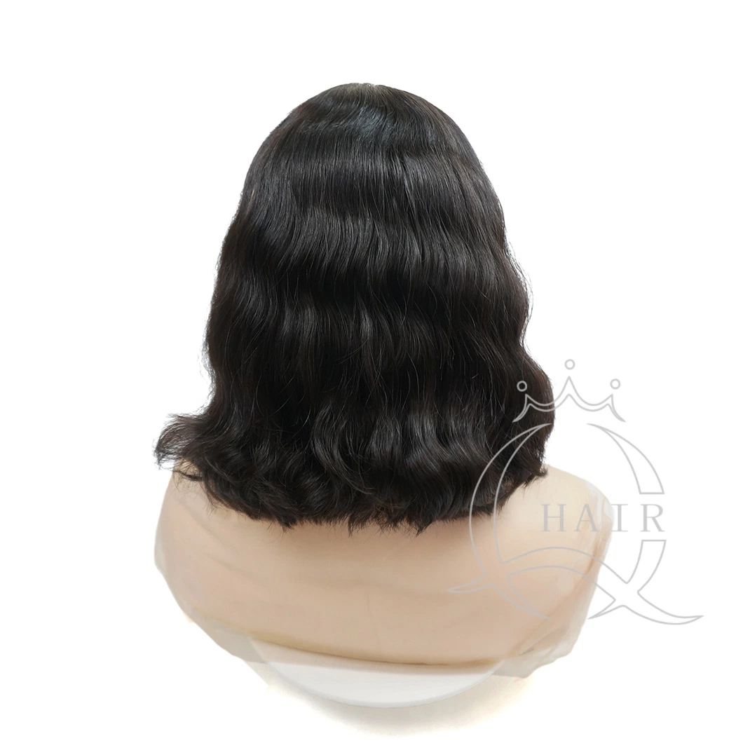 China Wig Factory Wholesale/Supplier High quality/High cost performance Virgin Hair Natural Black Color Swiss Lace Top Wigs for Medical or Beauty Use