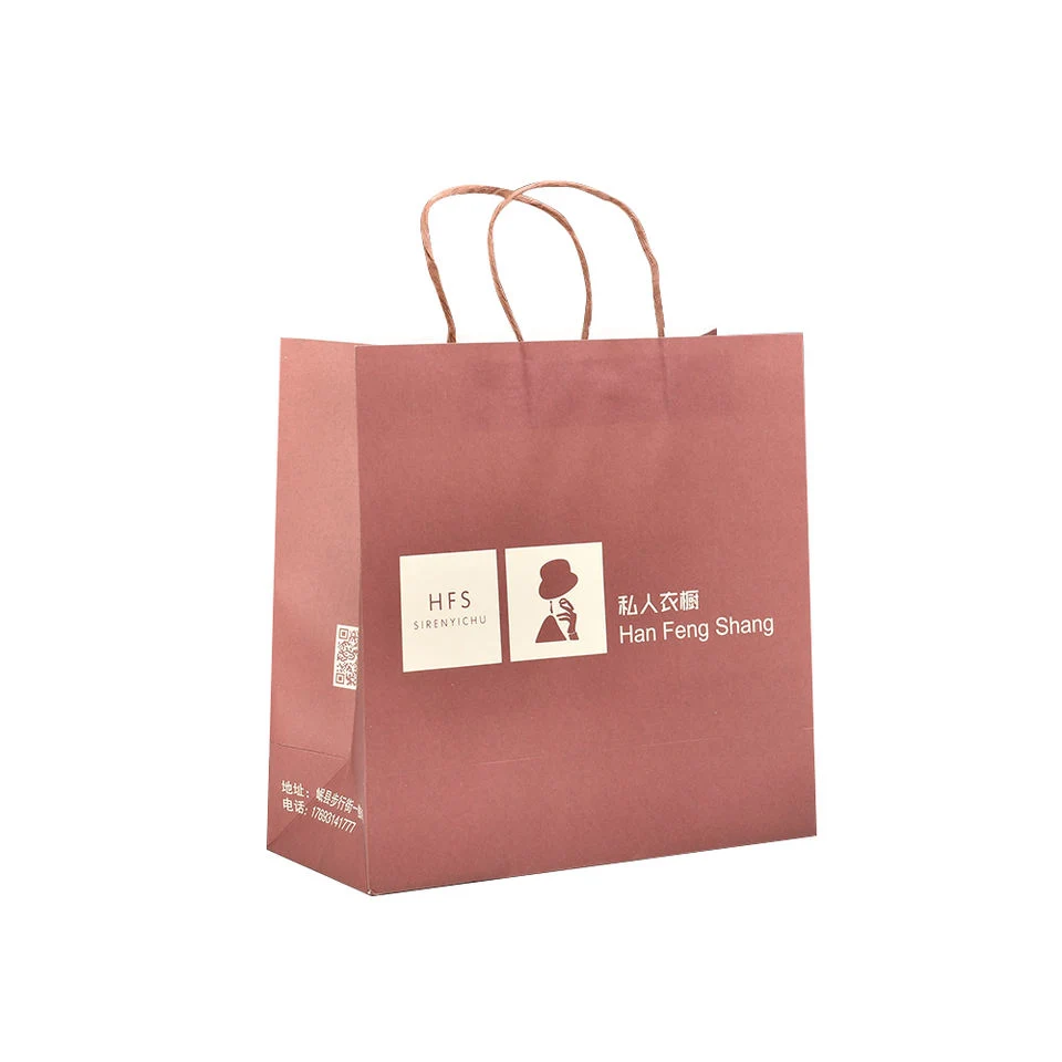 Full Printing with Logo Luxury Shopping Kraft Paper Bag for Clothing