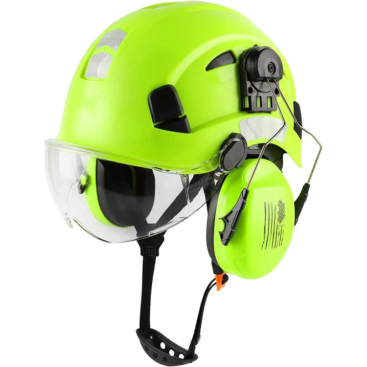 Visor Ear Protection Vented Work Industrial Construction Safety Helmet