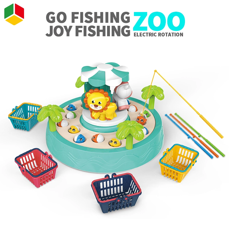 QS exterior educacional das crianças pesca simulada de água de Brinquedos Play Diversões rotativa eléctrica Cartoon Animal Tabela de pesca brinquedo com luz de música
