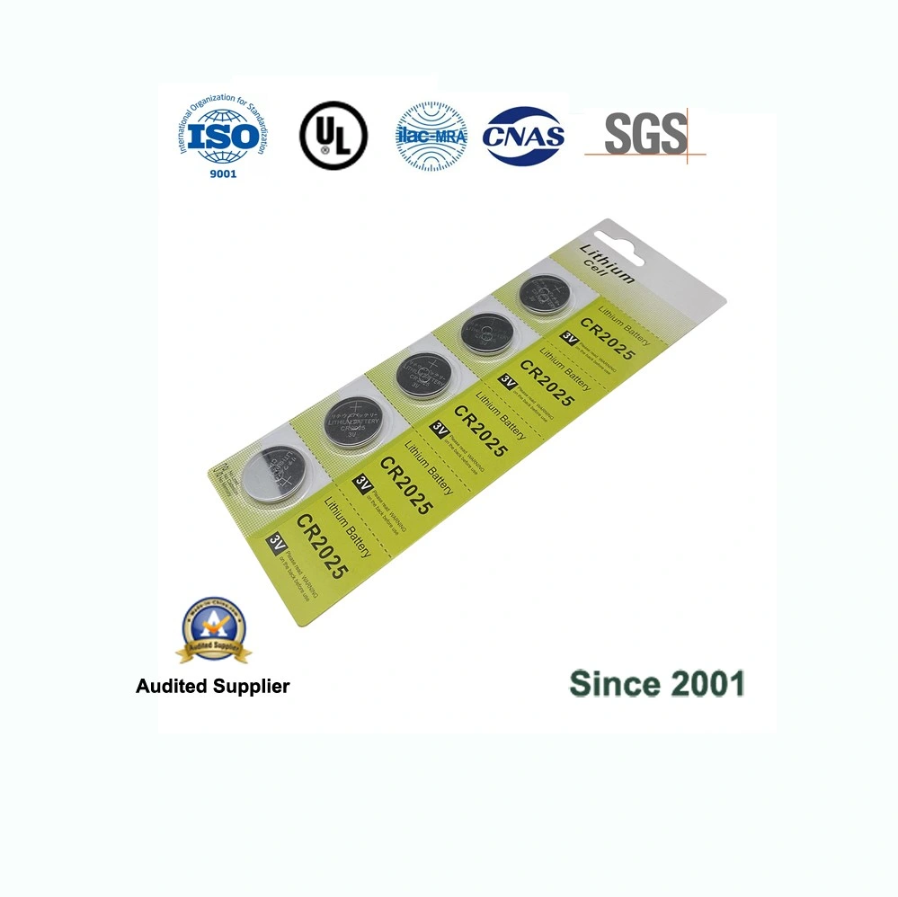 Cr2025 (Blister Card) Primary 3V Lithium Button Cell Coin Battery for Remote Control, Watch, Calculator, Electronic Notebook, Thermometer, and So on,