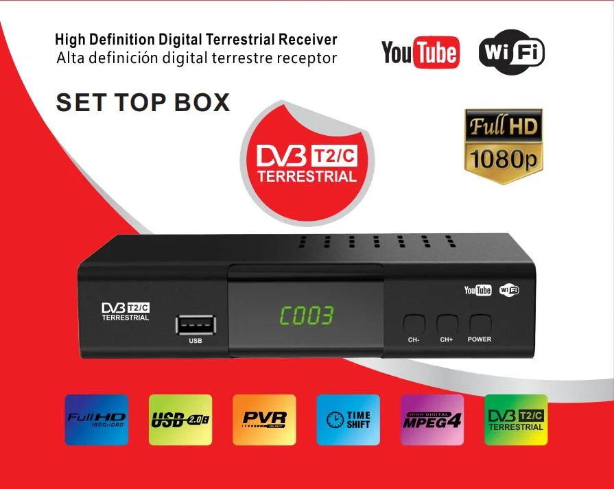 Factory Price Free Digital TV Box 1080P DVB Indonesia Evinix DVB-T2 Youtube IPTV Set Top Box