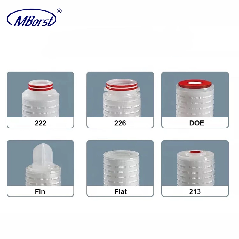 High quality/High cost performance  Water Filter Cartridge for Microelectronics Liquid/Gas/Air Filter Water Purifier Chemical Filtration 10/20" 0.1/0.2 Micron Pleated PP/PTFE/PVDF