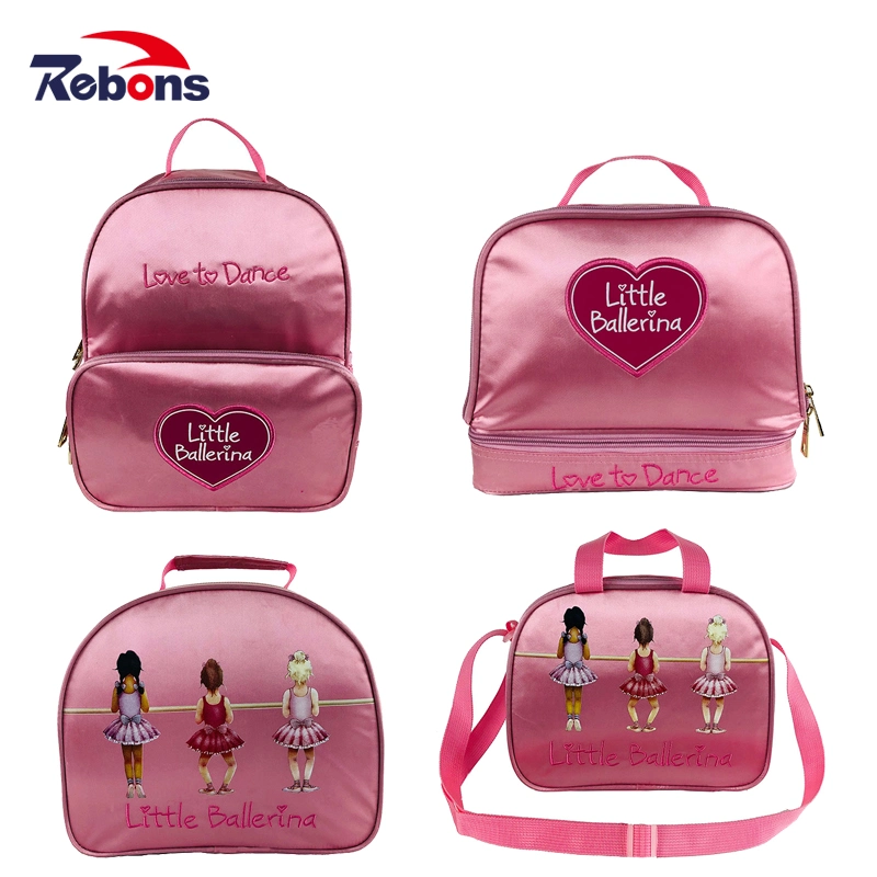 Comercio al por mayor de promoción de logotipo personalizado Nylon Rosa Linda bolsa de cosméticos maquillaje Bolsos Bolso de mano de la danza caso Shcool bolsos para niñas para niños