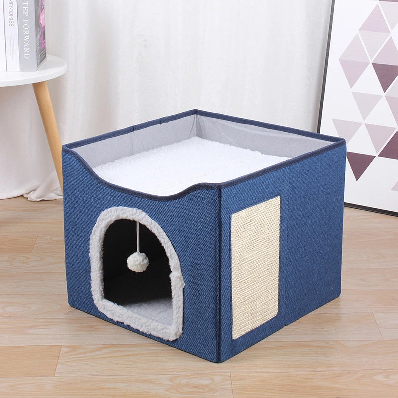 Nido de Pet cama de gato almacenamiento plegable taburete madera Cat House