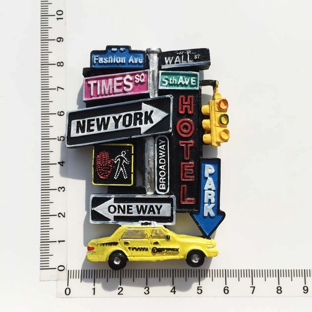 Custom Logo New York Tourist Souvenir Crafts Resin Painted Magnet Refrigerator Magnets