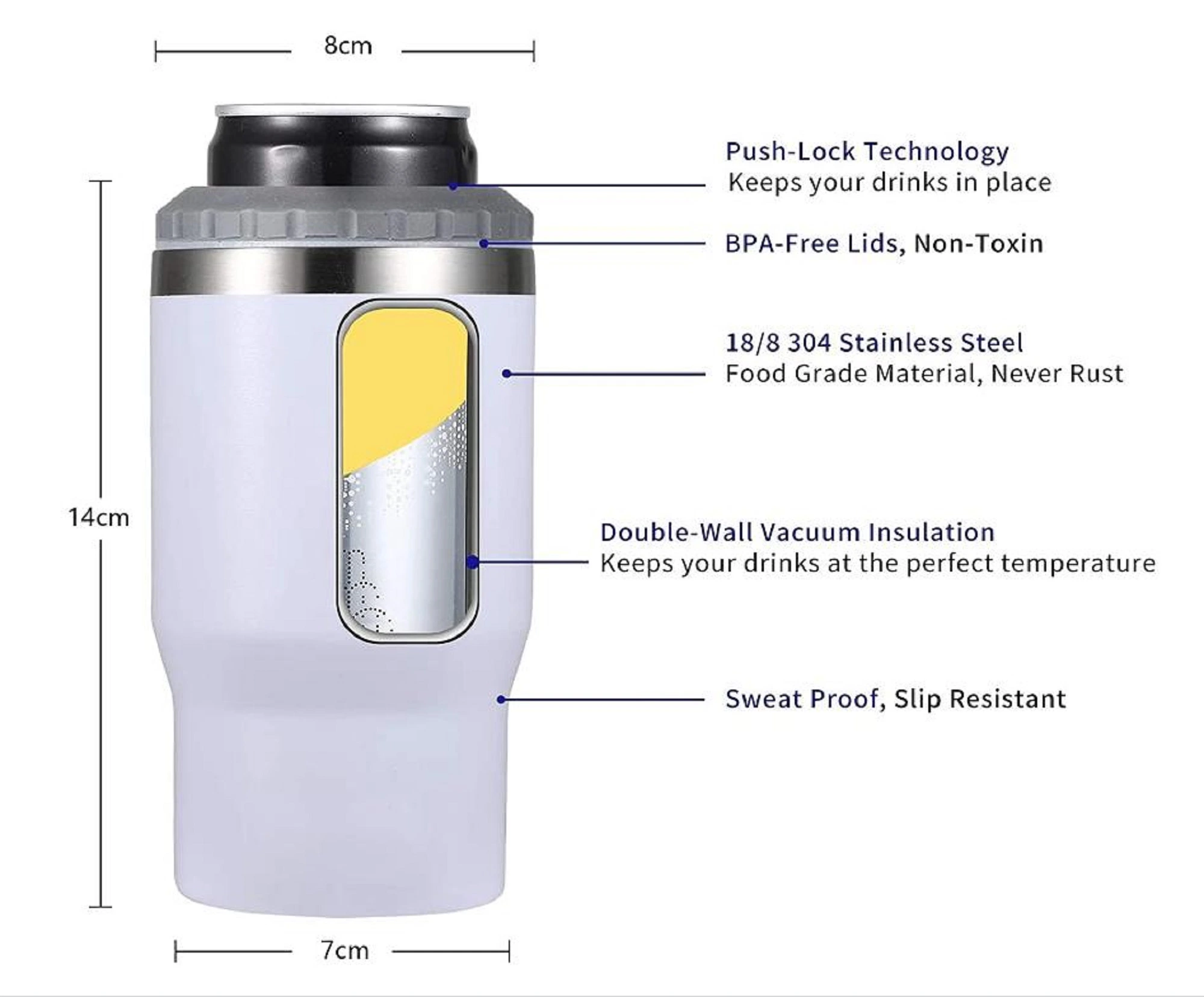 14oz isolés à double paroi refroidisseur