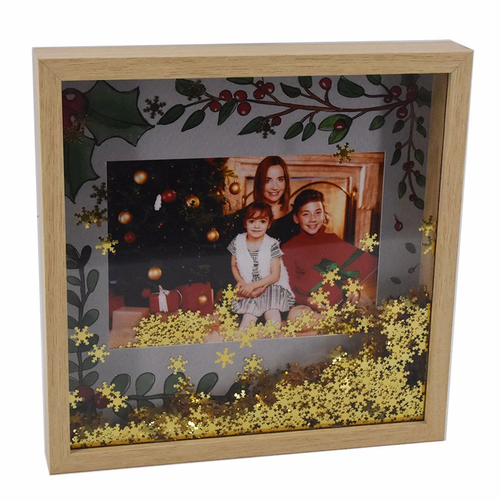 New Wooden Looking Glitter Christmas Gift Photo Frame