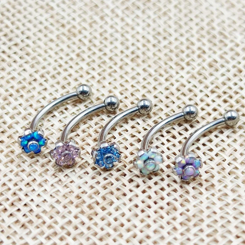 G23 Titanium Steel Six Claw Flower Belly Button Rings