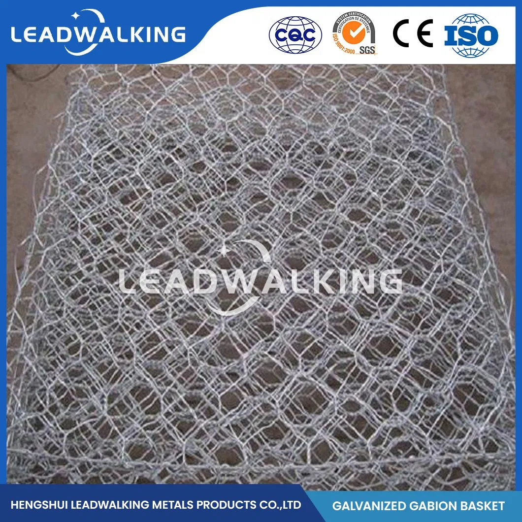 Leadwalking 100X150mm Mesh Metal Hexagonal Gabion Stone Cage Factory Civil Engineering Galvanized Wovean Gabion China Woven Galvanized Hexagonal Gabion