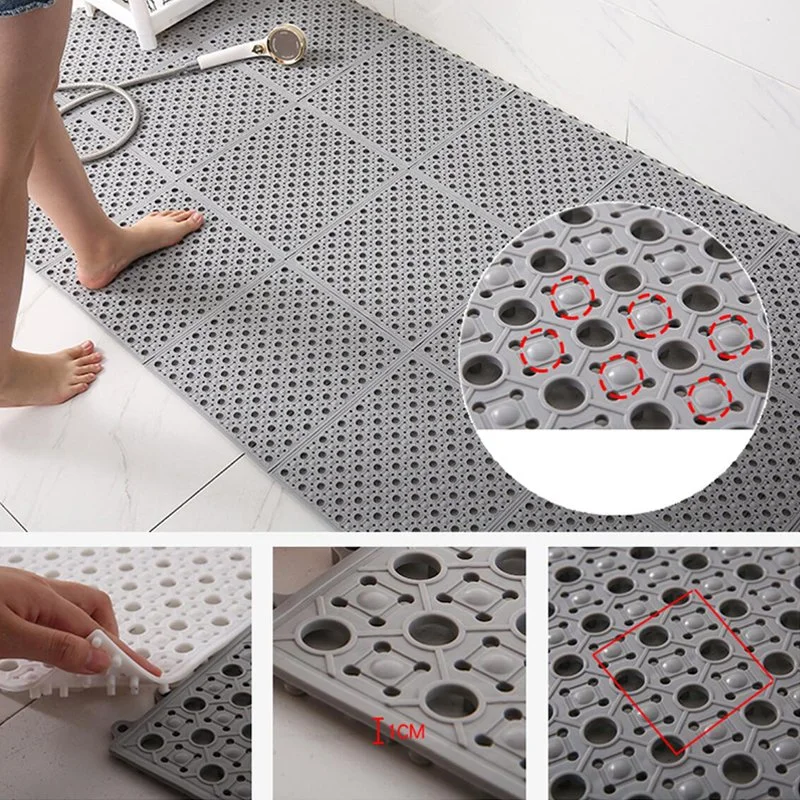 PVC Non-Slip Floor Tiles Stitching Multifunctional Mat with Massage Drainage Holes