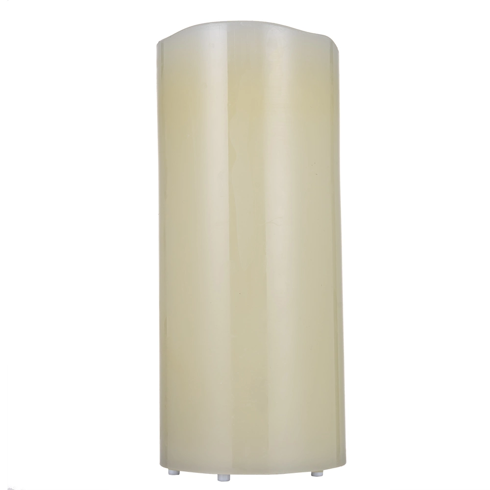 Rechargeable Cylindrical Ivory White Real Wax Lampshade LED Candles Light with Moving Flame