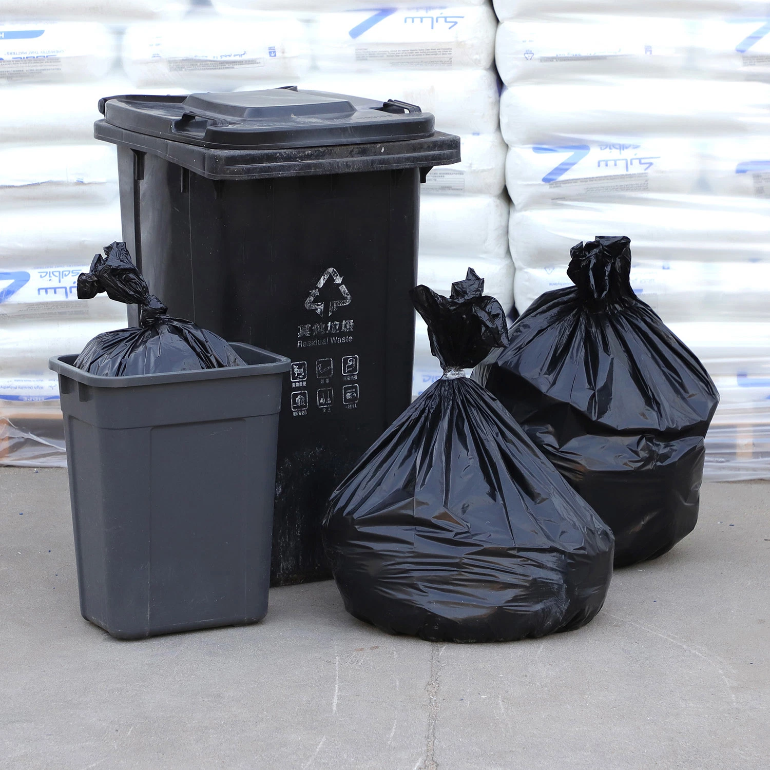 Schwarze Müllbeutel und Futter, robuste Hochleistungs-HDPE/LDPE große Müllbeutel