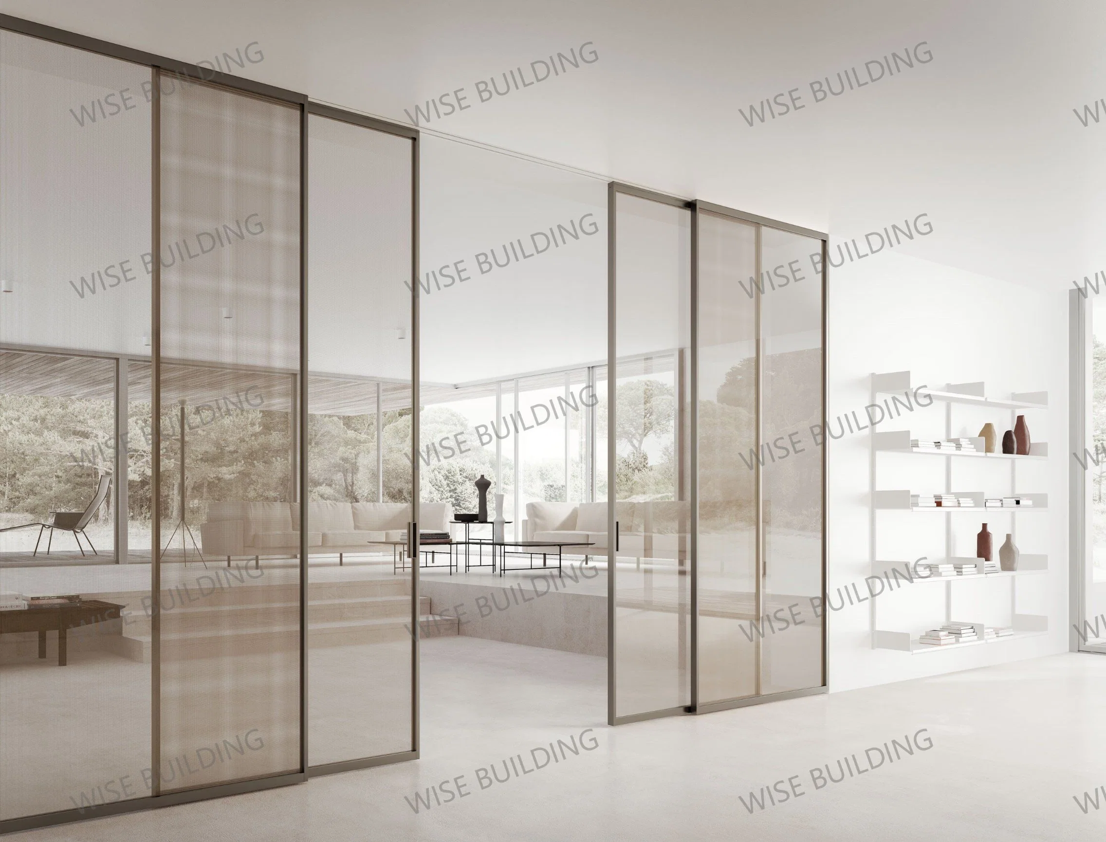 Customized Modern 3-Track Anti Noise Glass Cabinet Multi Door Linkage Lift Sliding Door