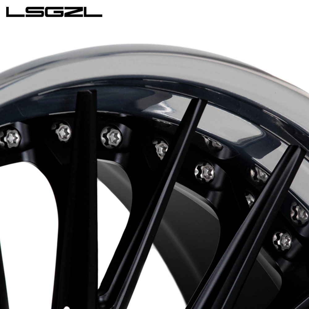 Custom 2 Piece rueda forjada cromo labio Negro Spokes para BMW Benz