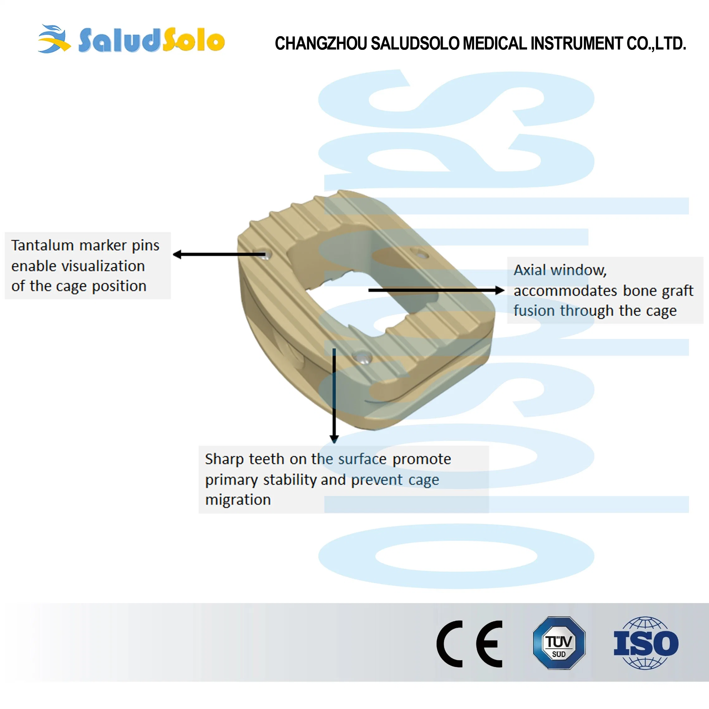 Cervical Intervertebral Fusion Cage System, Peek Orthopedic Implant for Spine Surgery, CE&ISO Certified