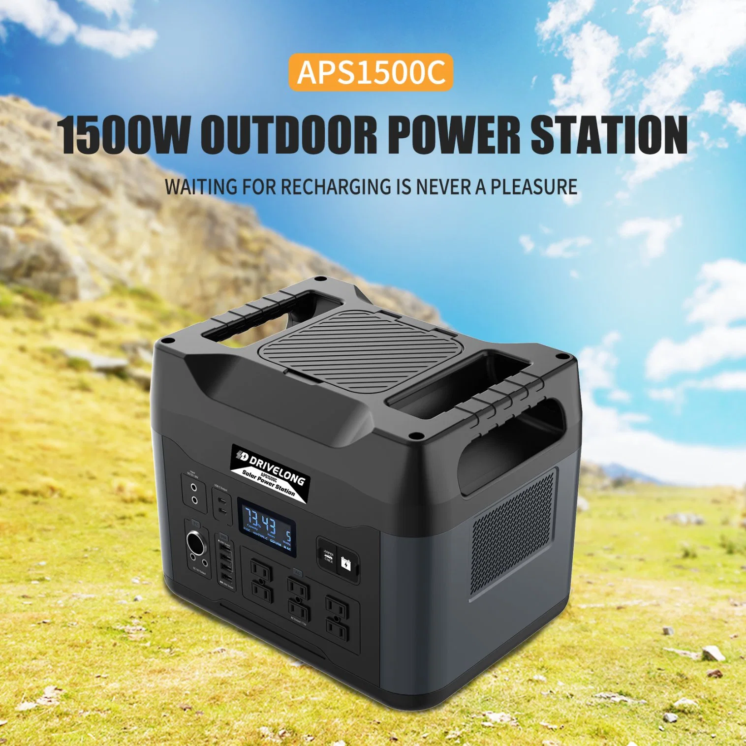 Portable Power Station Backup Lithium Battery 110V 220V 1500W Pure Sine Wave AC Outlet Solar Generator for Outdoors Camping