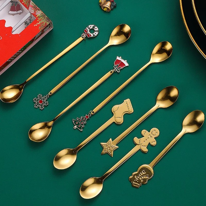 Stainless Steel Stirring Spoon Christmas Spoon Souvenir Gift Set Coffee Tea Spoon with Gift Box