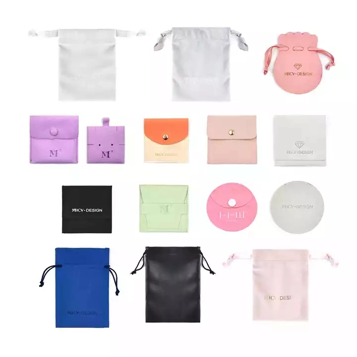 Custom Logo Microfiber Pouches Jewelry Bag Packaging Earring Necklace Package Display Bag