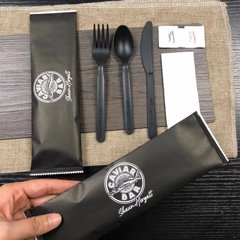 Eco-Friendly Kitchen Utensils Dinner Set 7inch Biodegradable Cpla Disposable Cutlery Set