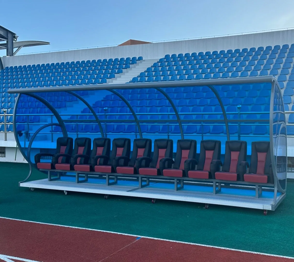 Exterior de lujo Fútbol reproductor portátil Dugouts Banco con la vivienda