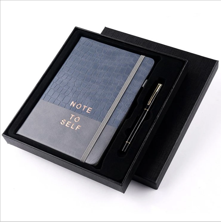 Custom A5 Cuir synthétique Carnet de notes revues Ensembles cadeaux pour ordinateur portable personnalisable avec logo et la boîte