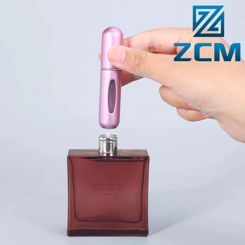 Custom CNC Turning Machined Colrful Mini Portable Refillable 5ml Perfume Spray Bottle Aluminum Atomizer Bottles