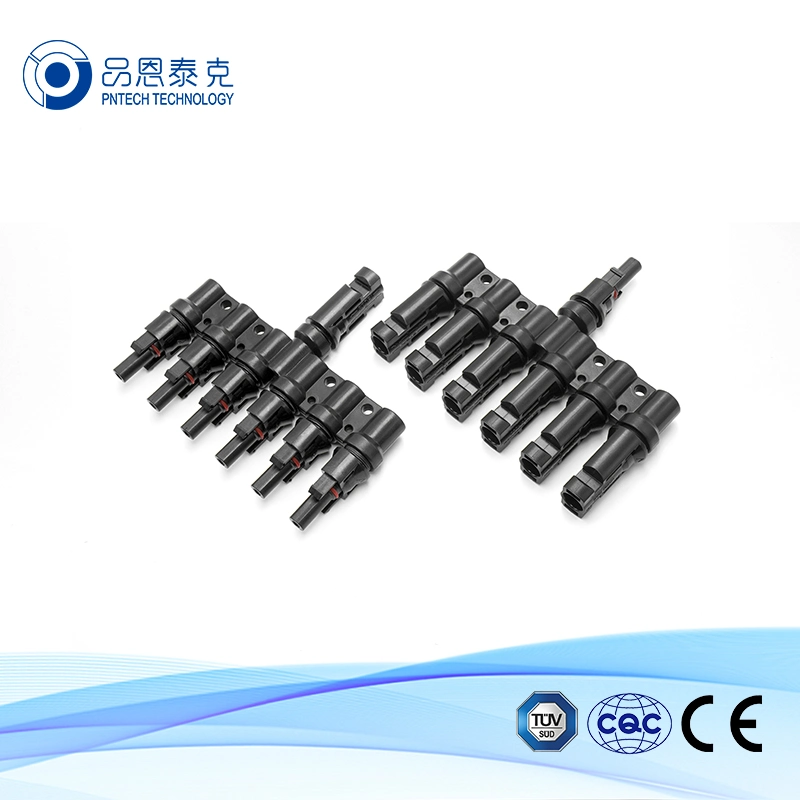 TUV 6 to 1 Pin T PV Cable Connector T Branch Solar Connector and Waterproof Connectors