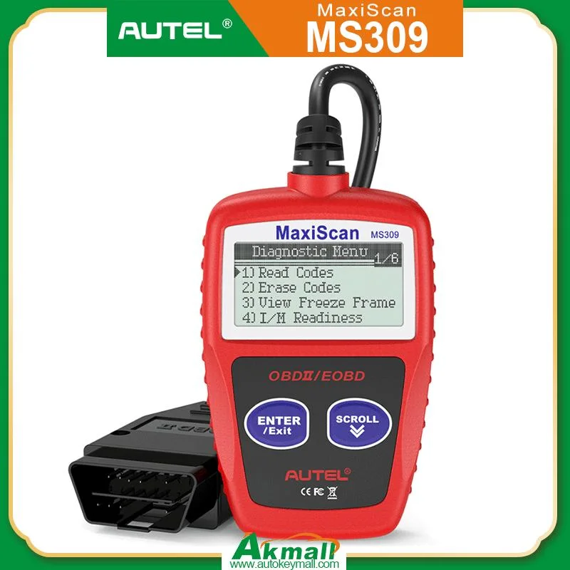 Autel Maxiscan Ms309 Scanner OBD2 Herramienta de diagnóstico de revisar el motor de coche, lector de códigos de lectura y borrado de códigos DTC Datos del bastidor, apague la luz Check Engine