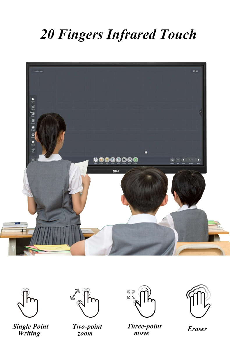 High Resolution Conference All in One Touch Screen LCD Displays 55inch Android 11.0 Smart Board Classroom Interactive Whiteboard for Teaching