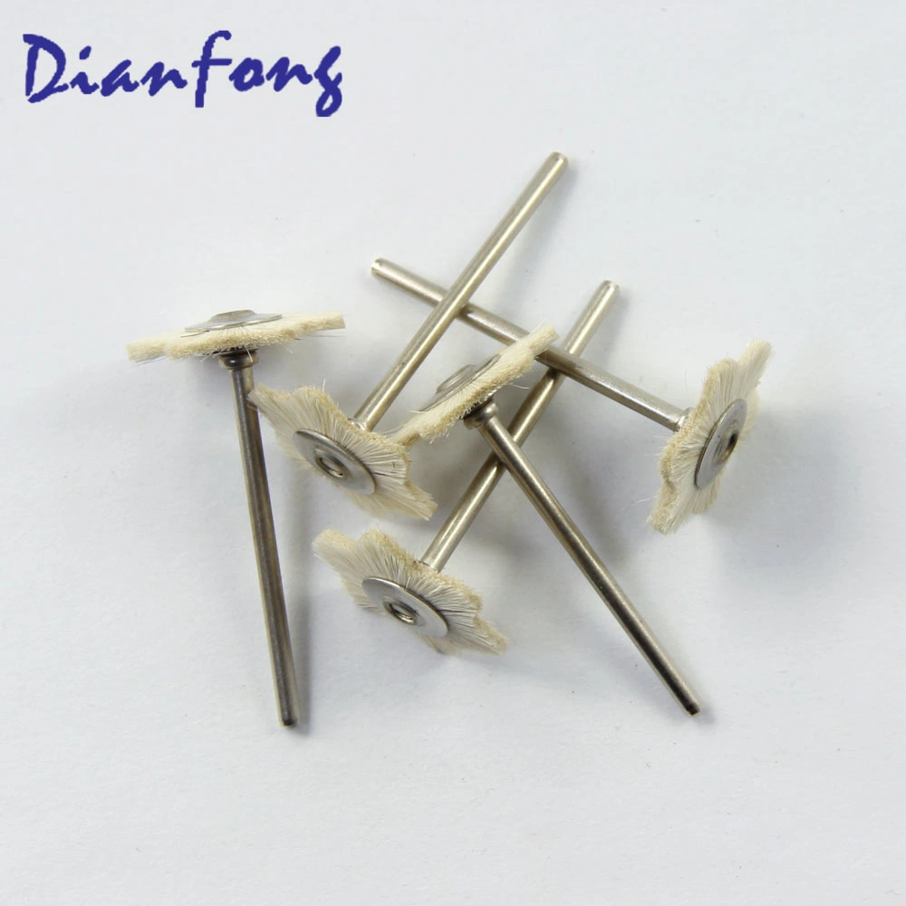 02g22 White Goat Hair Miniature Rough Wheel Dental Polishing Brush