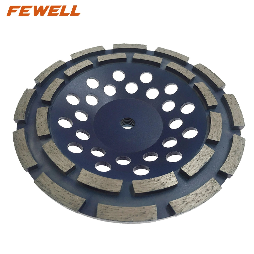 Cold Press Sintered 7inch 180*M14 Thread Diamond Double Row Grinding Cup Wheel for Concrete, Marble, Granite Stone