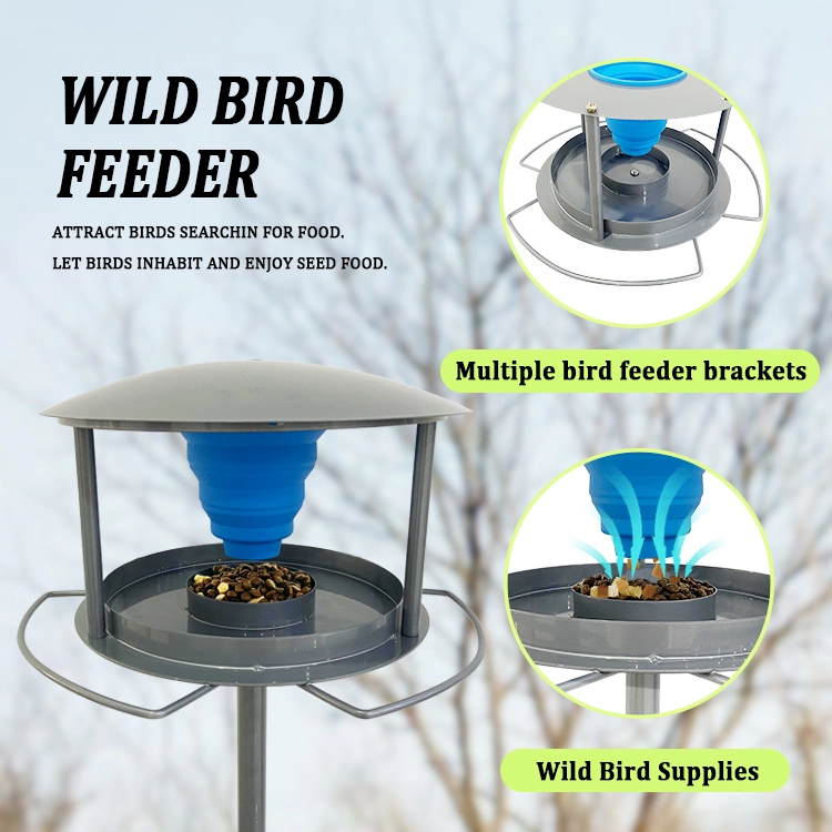 Jh-Mech Weather-Resistant Black Powder Coated Metal 2 Strong Prong Forks Automatic Bird Feeder Stand