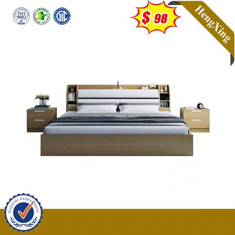 Natural Color Simple Furniture Bedroom Sets Home Hotel Wooden Sofa Bed with Drawer