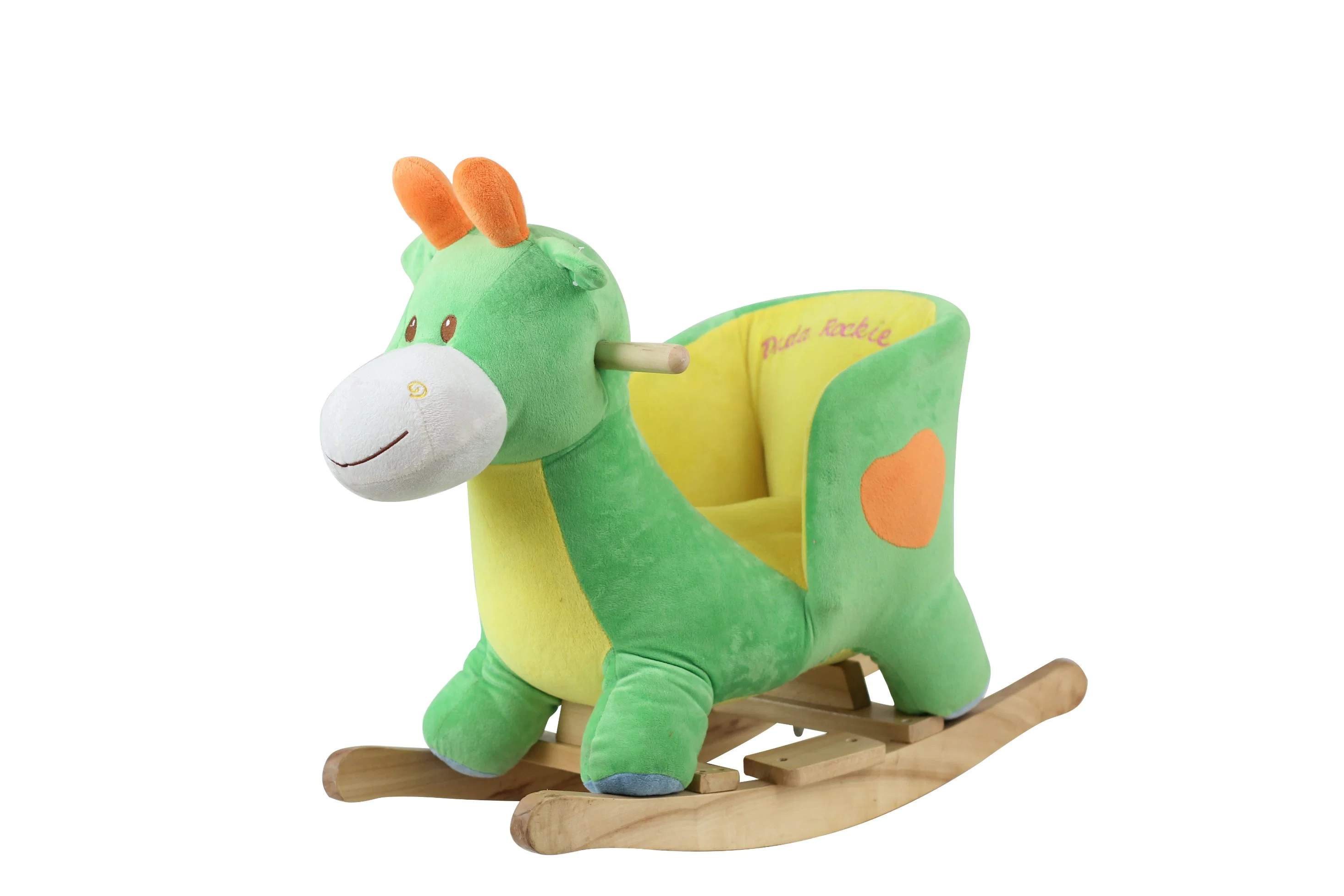 OEM ODM Whosale niños niños bebé Paseo de madera Plush Rocking Juguetes de caballos