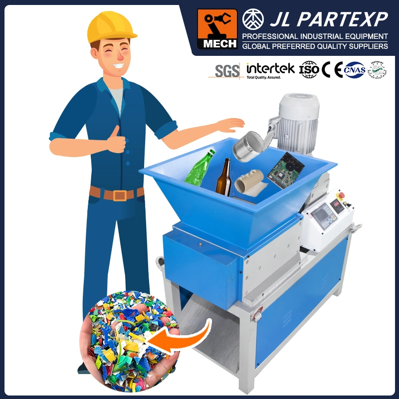 Scrap Plastic PVC PP PE Pet Bottle Can Bucket Cardboard Carton Wood Coconut Husk Rubber Tire Hard Drive Disk Film Waste Recycling Crusher Shredder Machine