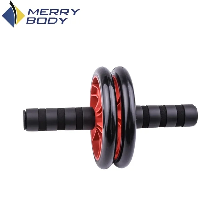 Exercise Mute Power Stretch Muscle Resistance Trainer Band Double Ab Wheel Abdominal Roller