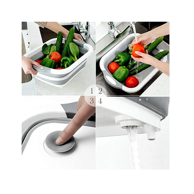 Multif-Anctional Portable 3 in 1 Portable Folding Silicone Cutting Chopping Board