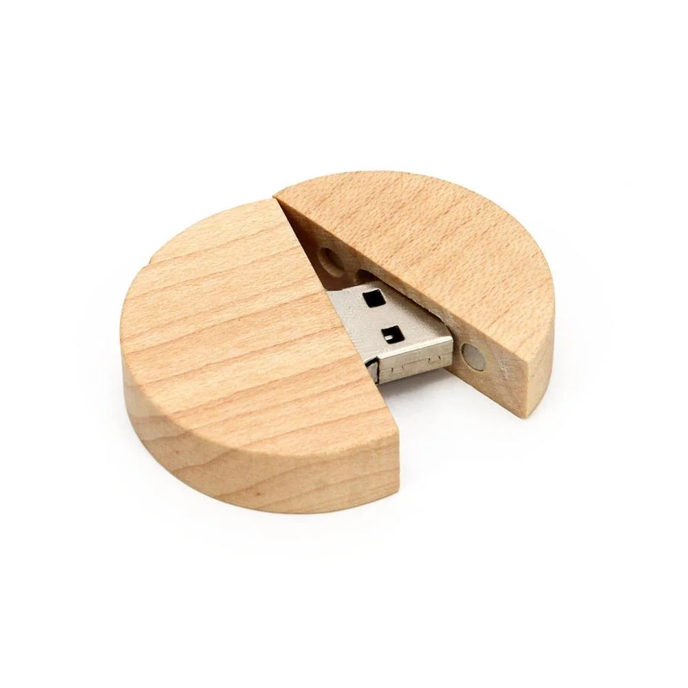 Redondo de madera USB 2,0 Flash Drive logotipo personalizado Fotografía Regalo Disco USB de almacenamiento